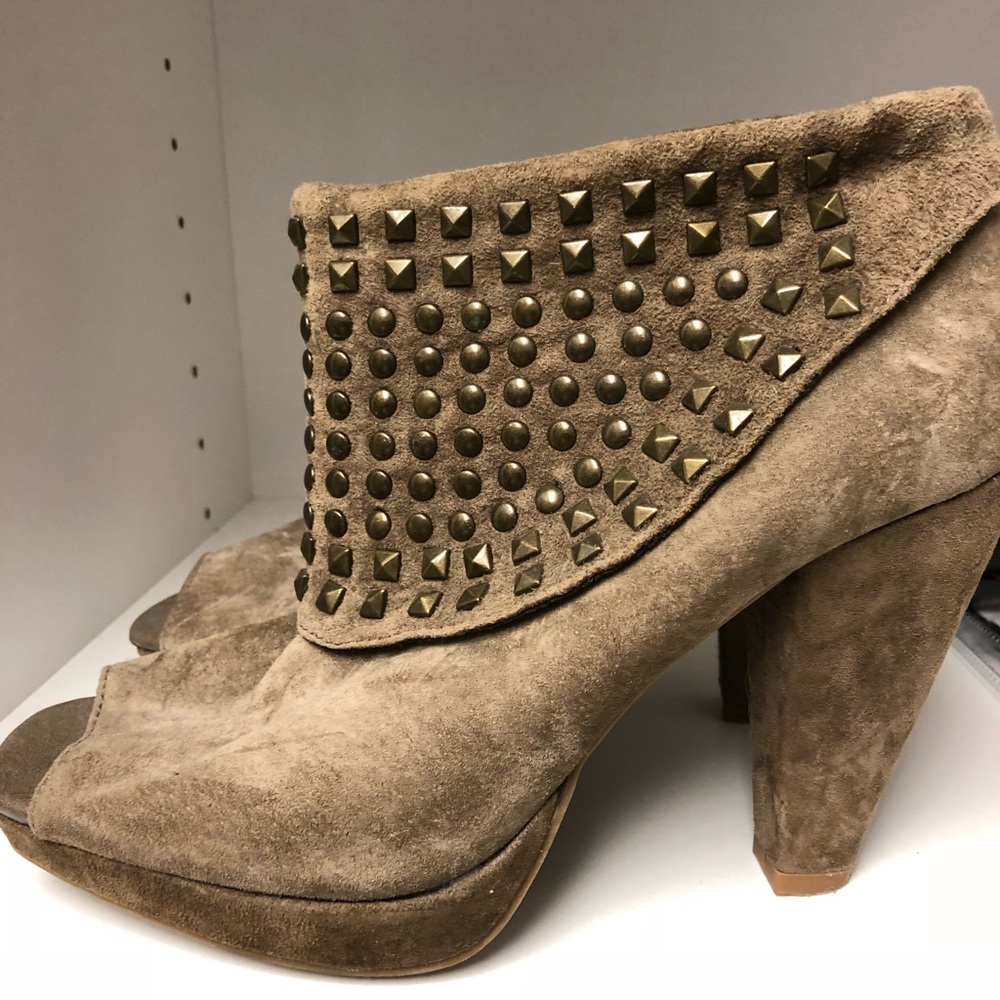 Brown suede booties